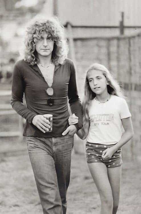 Carmen Jane Plant and Robert Plant backstage at Knebworth Festival in 1979.