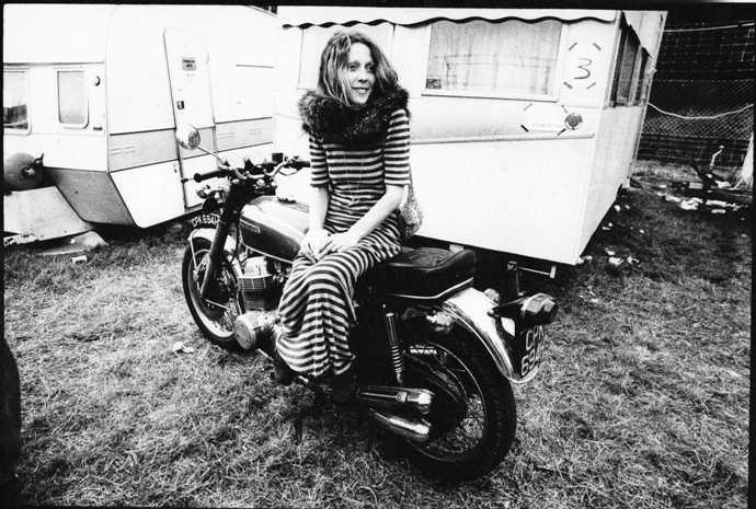 June Child sitting on motorcycle in 1971