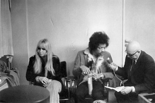 Monika Dannemann and Jimi Hendrix in Dusseldorf, Germany 1969.