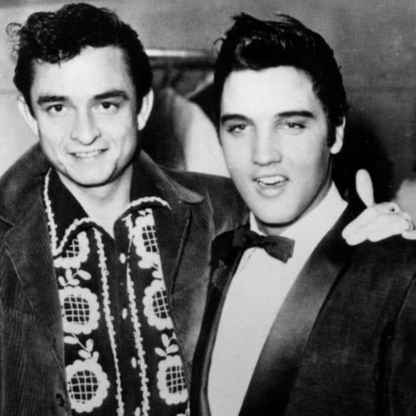 A young Johnny Cash and Elvis.